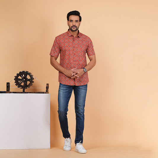 Red Ajrakh pattern Shirt