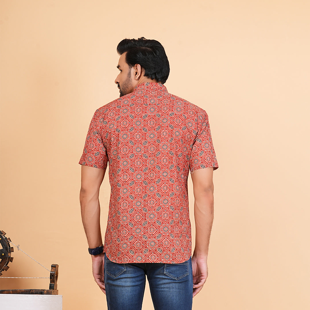 Red Ajrakh pattern Shirt
