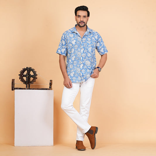 Make a Statement - Blue Floral Pattern Shirt
