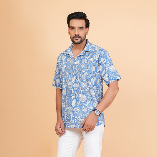 Make a Statement - Blue Floral Pattern Shirt