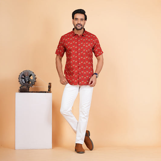 Red floral fusion by Jaipur Colors