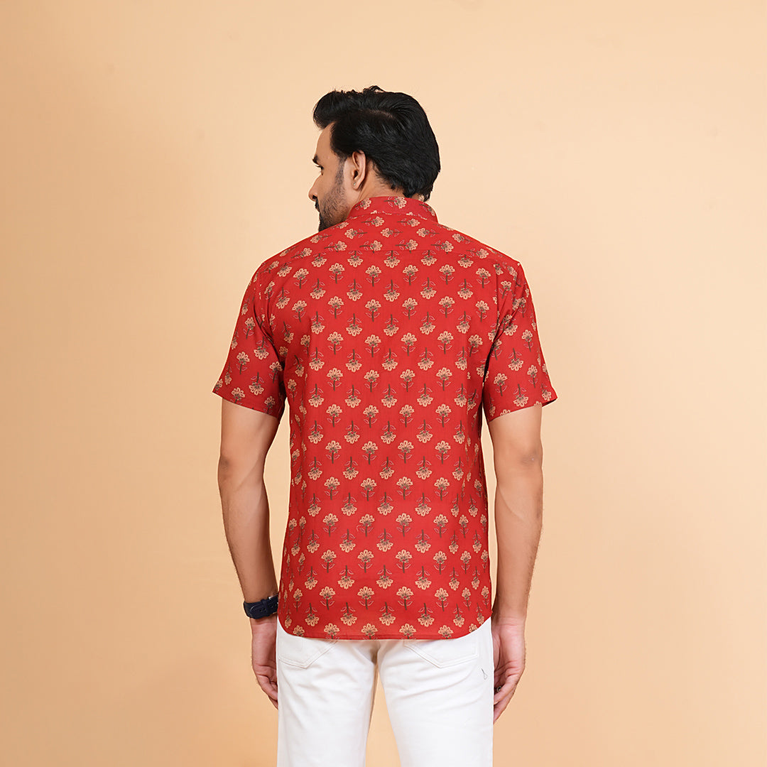 Red floral fusion by Jaipur Colors