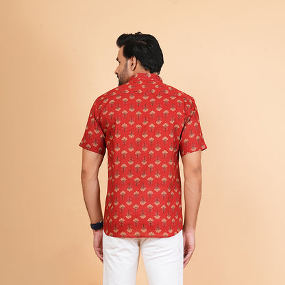 Red floral fusion by Jaipur Colors