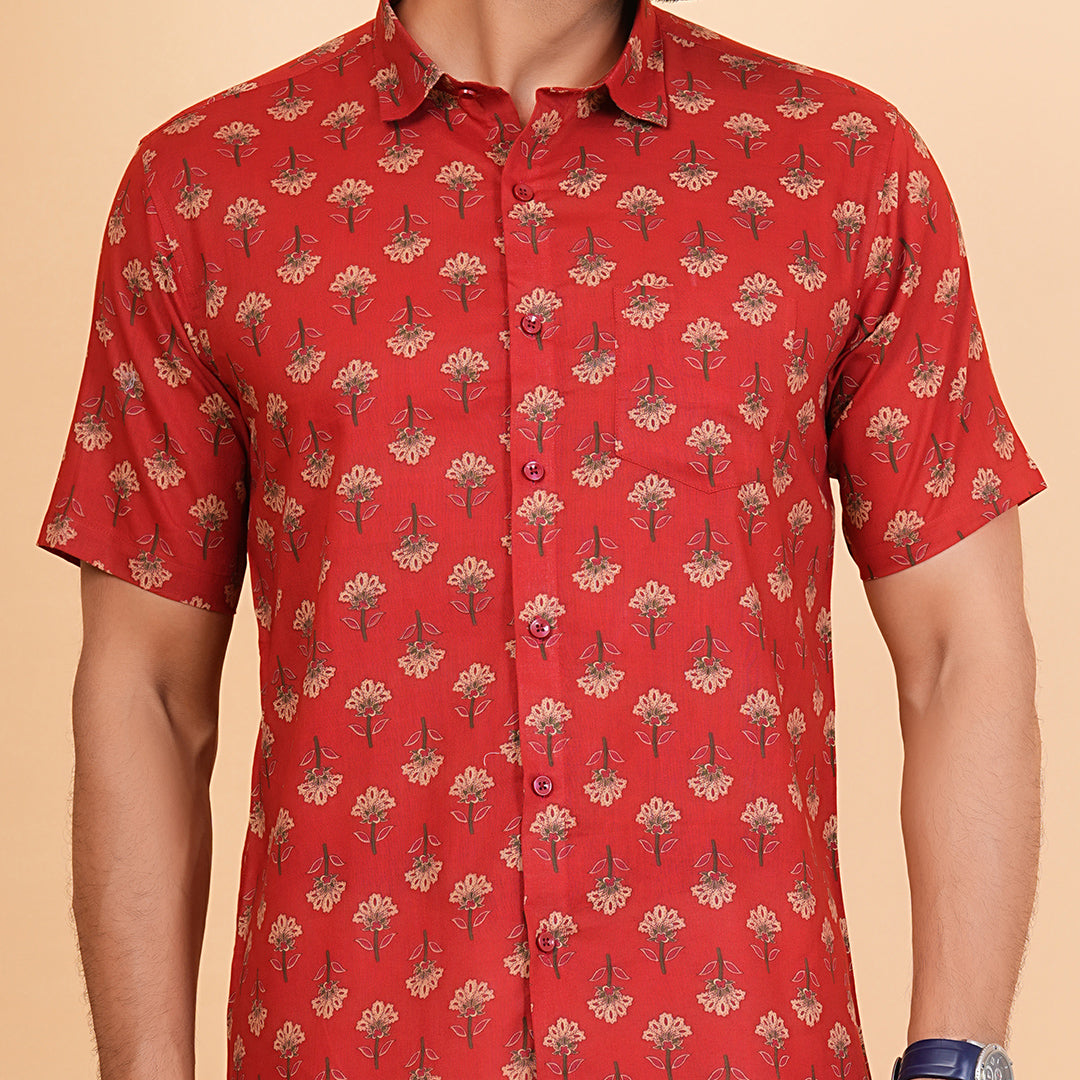 Red floral fusion by Jaipur Colors