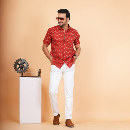 Red floral fusion by Jaipur Colors