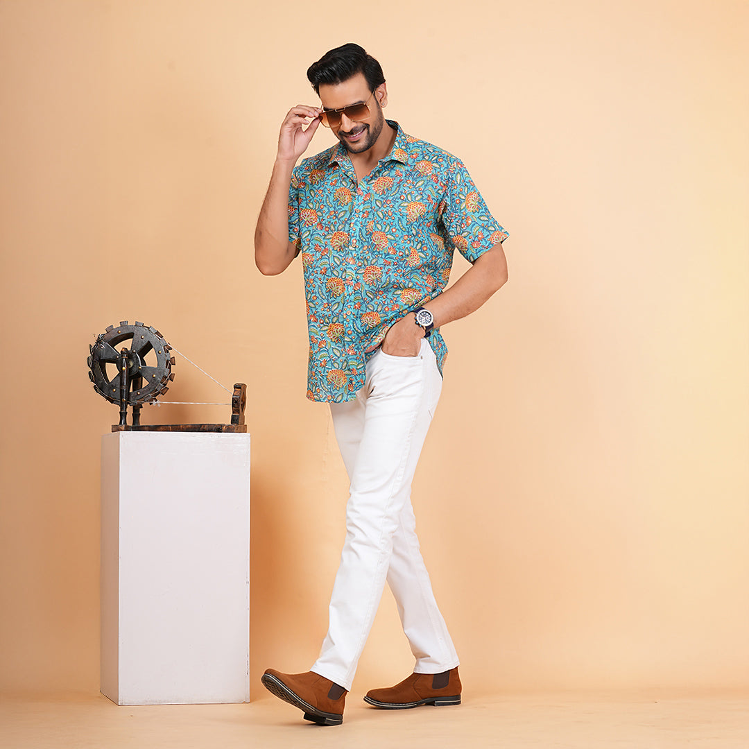 Vibrant Florals Intricate Design Multicolor Shirt