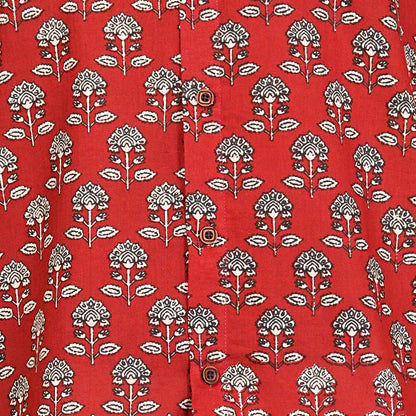 Raging Red & Blossom Half-Sleeves Shirt