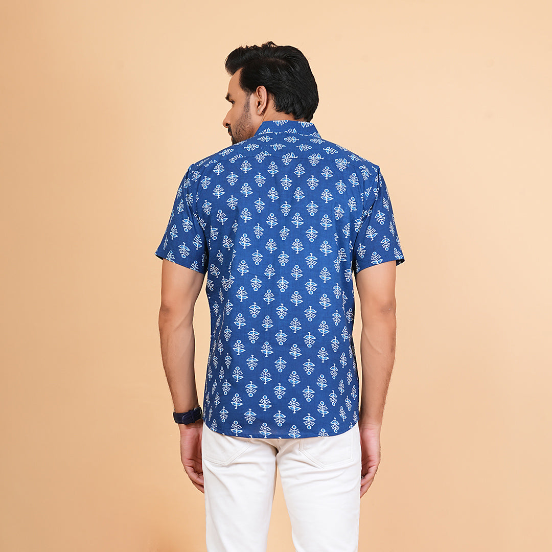 Midnight Garden with Light Petals Half-Sleeves Shirt