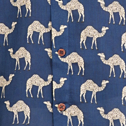Wild Blues with White Camels Half-Sleeves Shirt
