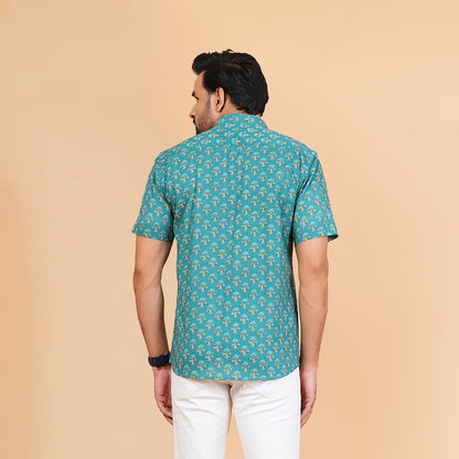 Vibrant Teal Floral delight Shirt