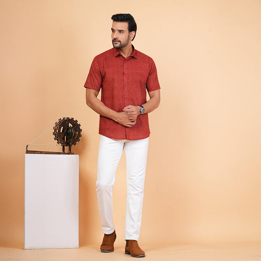 Red floral Dot shirt