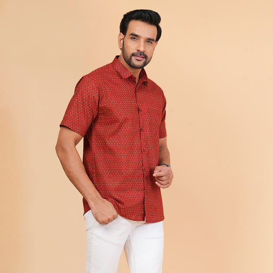 Red floral Dot shirt