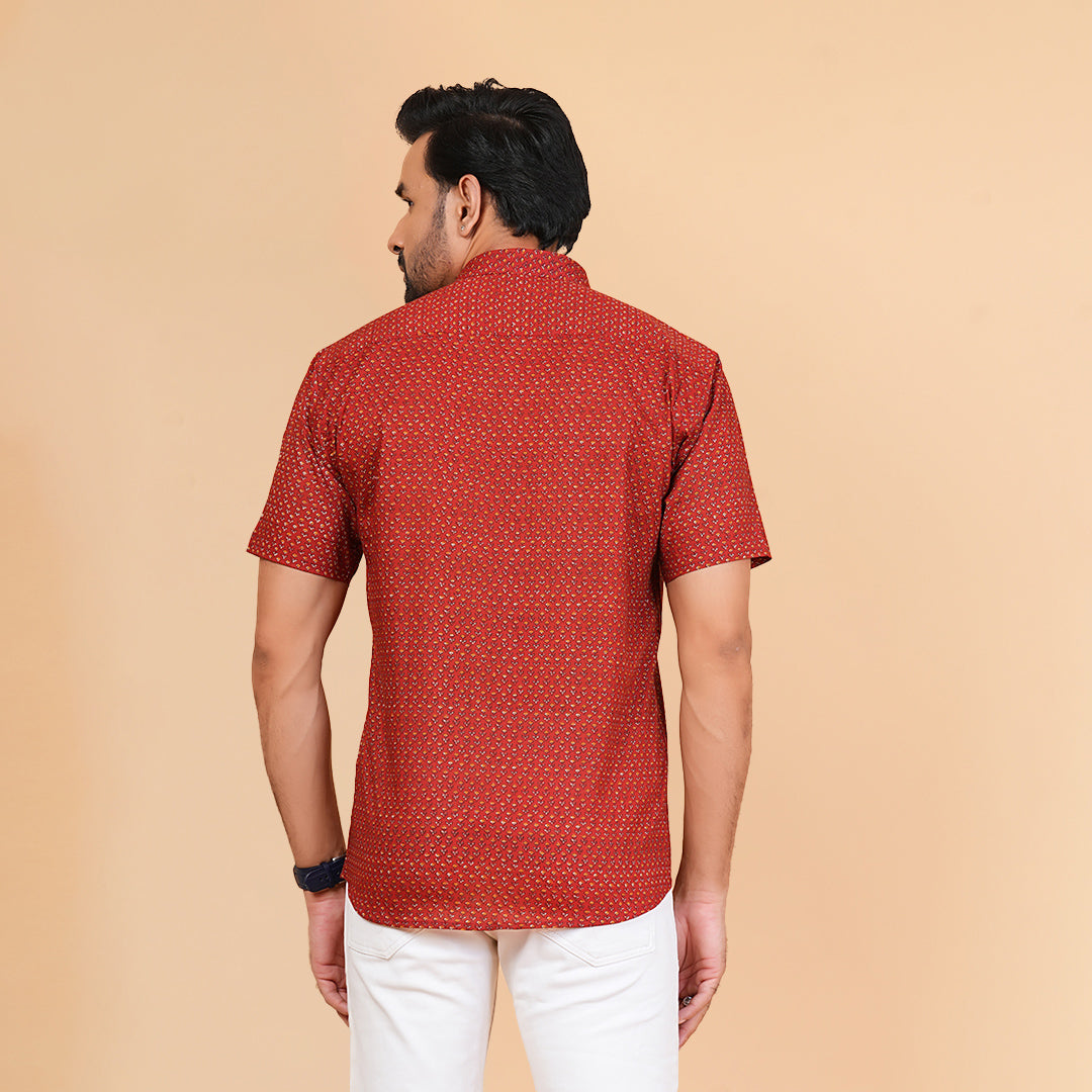 Red floral Dot shirt