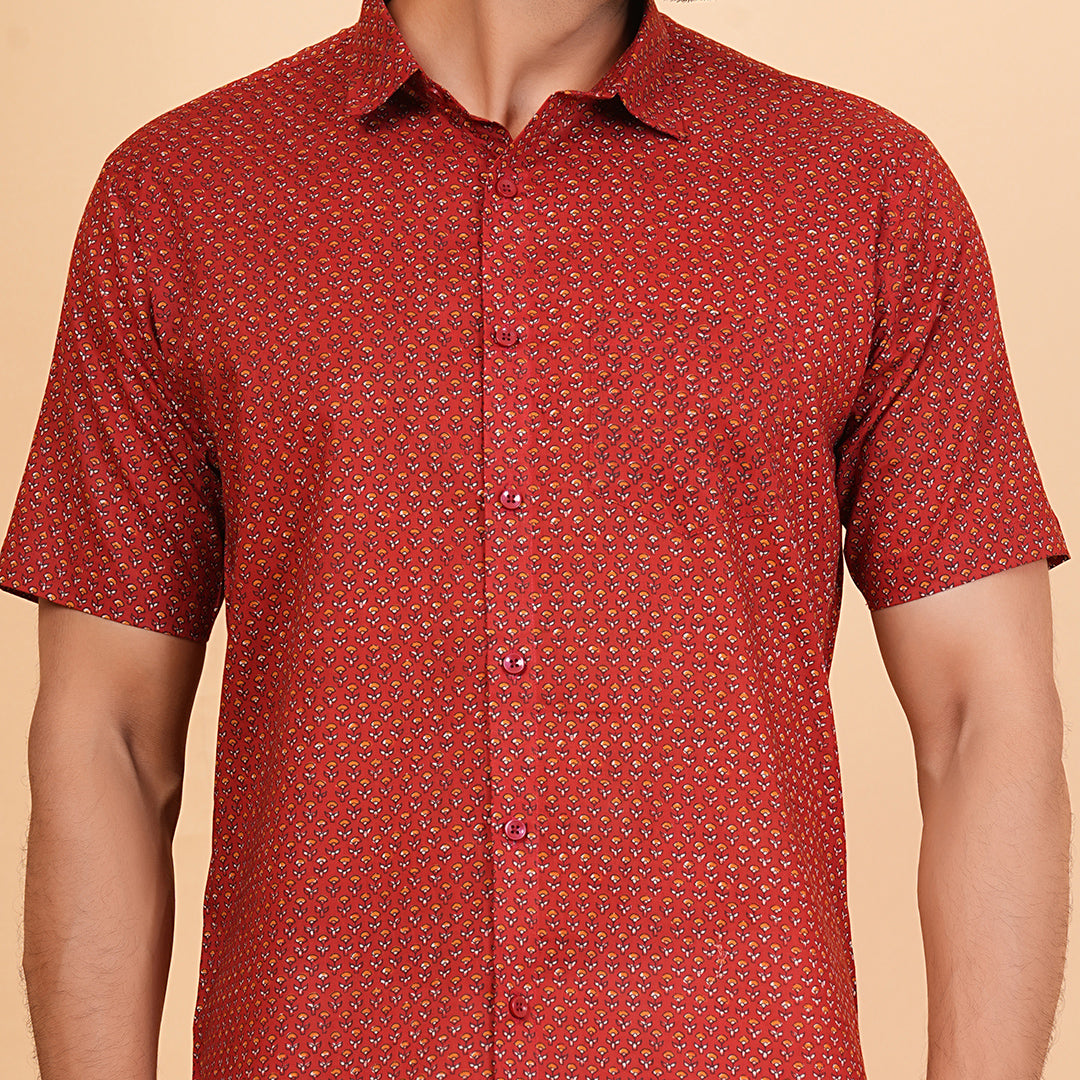 Red floral Dot shirt