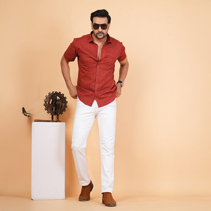 Red floral Dot shirt