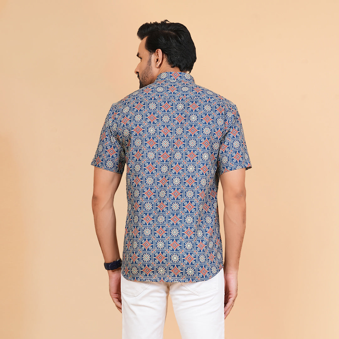 Blue AjrakhPattern style Shirt