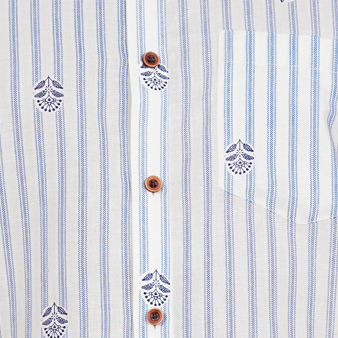 Cloud Blue with Tiny Tokens Half-Sleeves Shirt