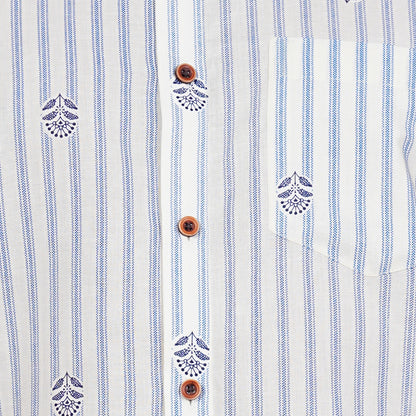 Cloud Blue with Tiny Tokens Half-Sleeves Shirt