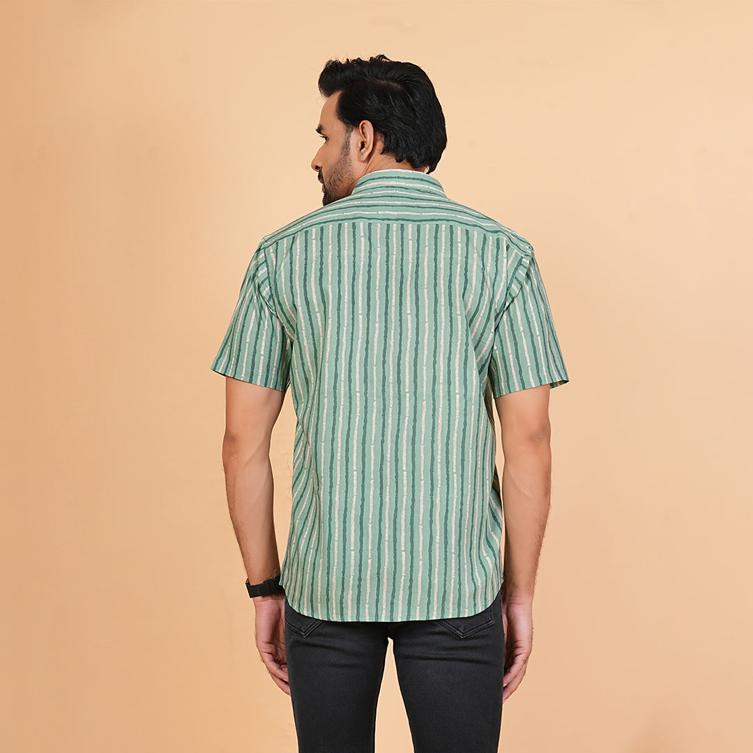 Jungle Vines on Classic Green Half-Sleeves Shirt