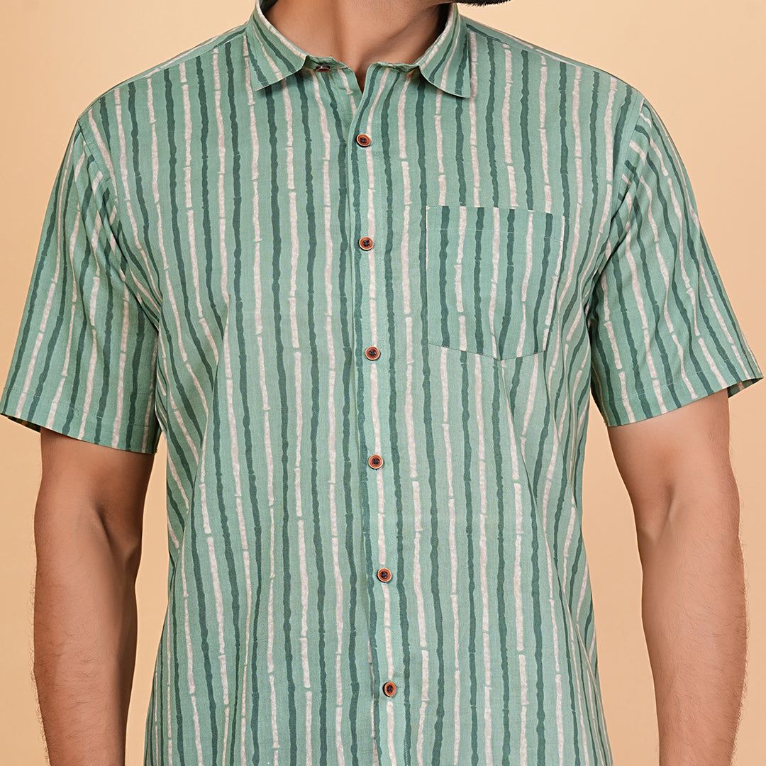 Jungle Vines on Classic Green Half-Sleeves Shirt