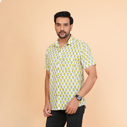 Sunshine in Fabric - Yellow Floral Motif Shirt