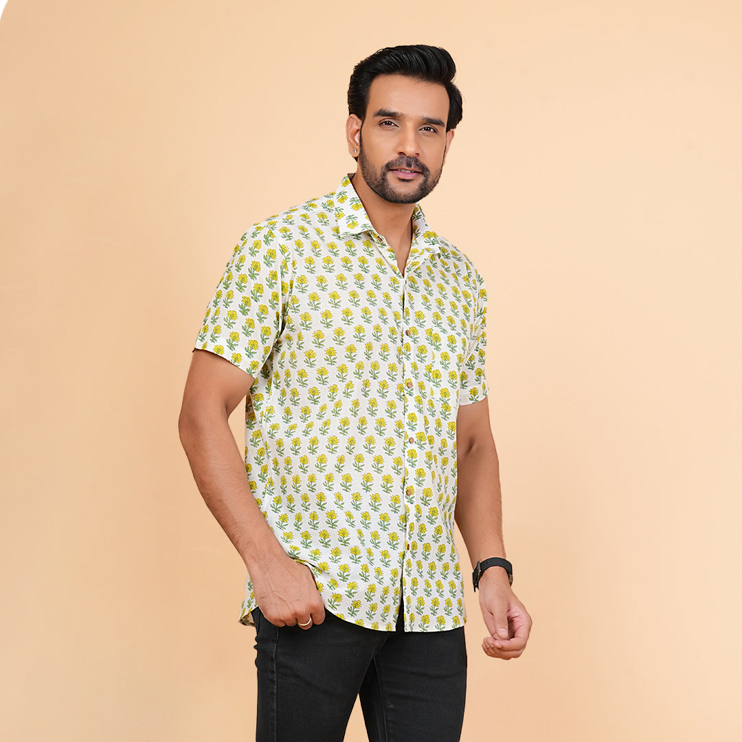 Sunshine in Fabric - Yellow Floral Motif Shirt