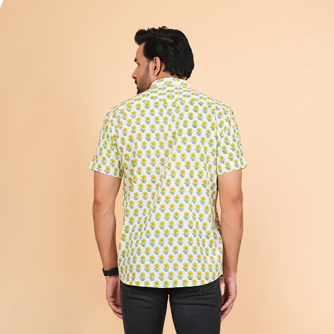 Sunshine in Fabric - Yellow Floral Motif Shirt