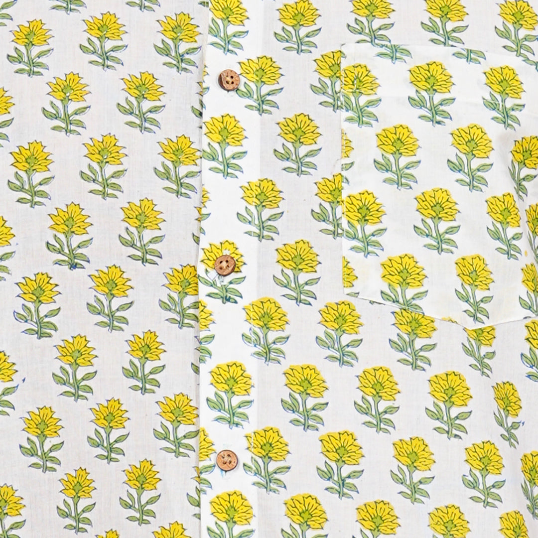 Sunshine in Fabric - Yellow Floral Motif Shirt