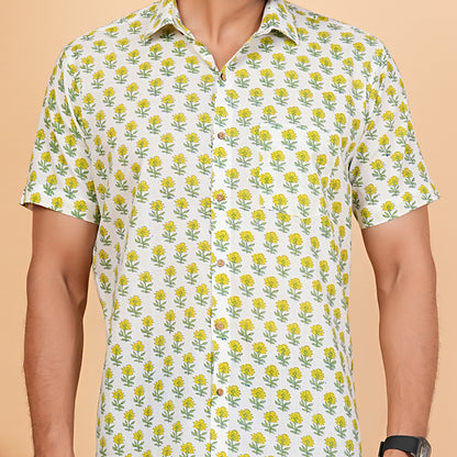 Sunshine in Fabric - Yellow Floral Motif Shirt