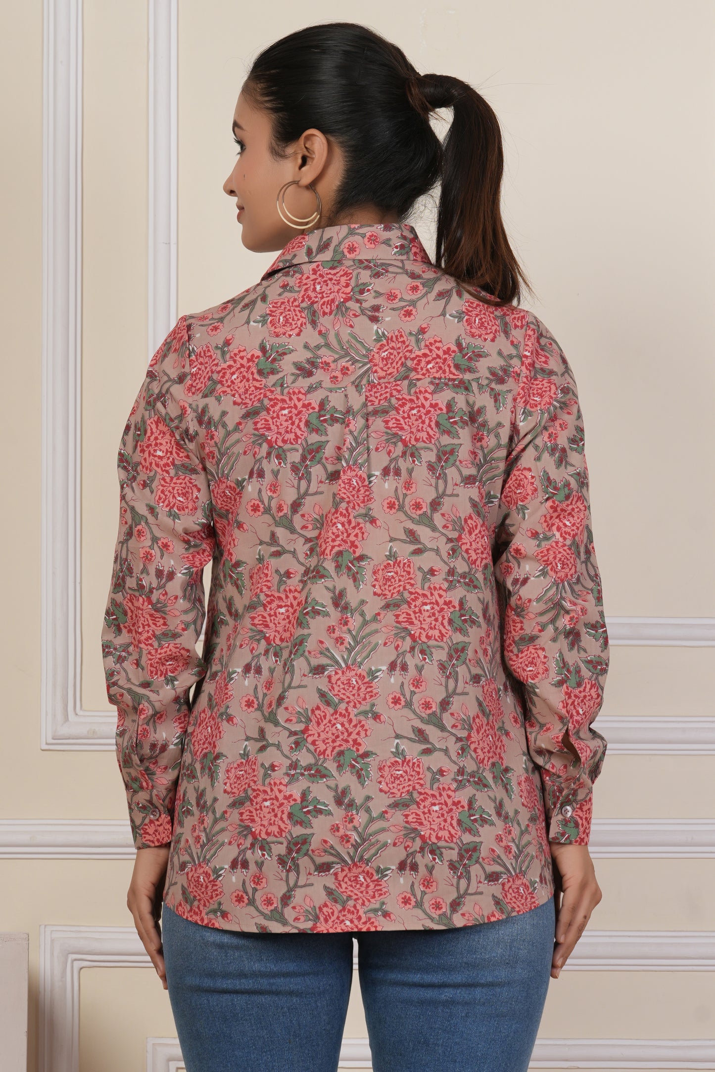 Floral Elegance Printed Women’s Casual Shirt
