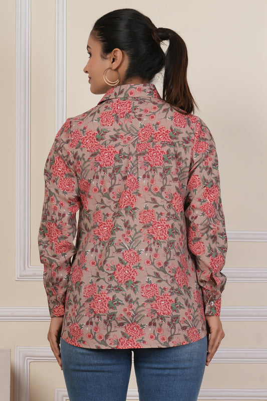 Floral Elegance Printed Women’s Casual Shirt