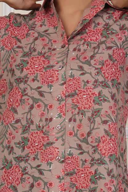 Floral Elegance Printed Women’s Casual Shirt