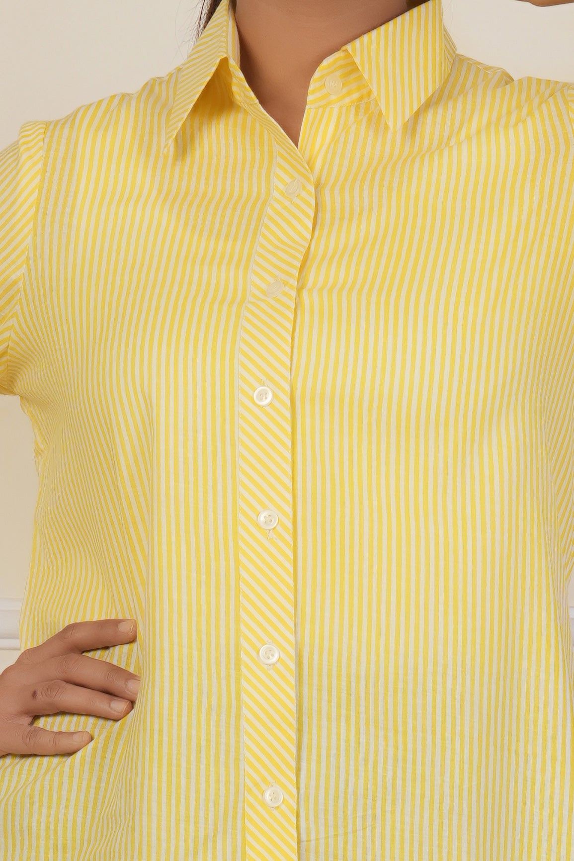 Sunshine Yellow Striped Women’s Casual Shirt