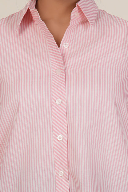 Blush Pink Striped Women’s Casual Shirt
