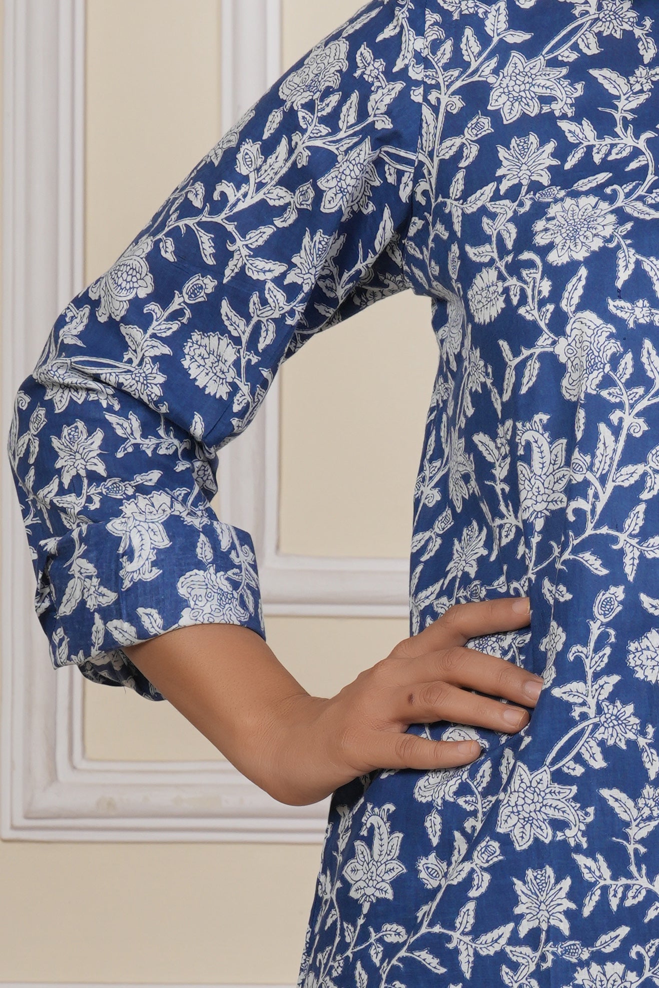 Royal Blue Floral Printed Women’s Casual Shirt