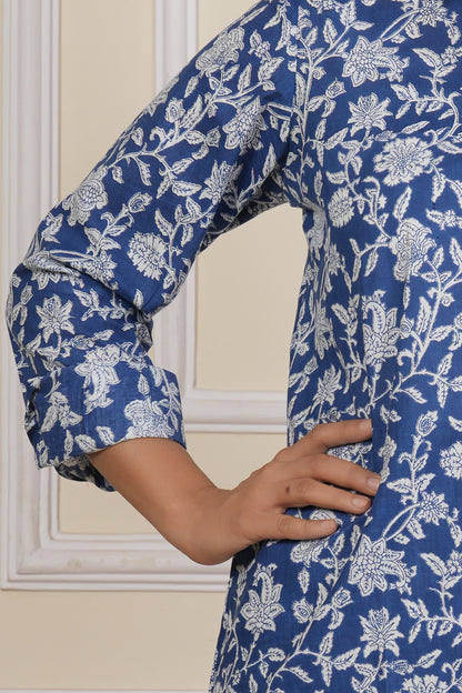 Royal Blue Floral Printed Women’s Casual Shirt