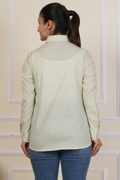 Sage Green Striped Women’s Casual Shirt