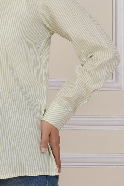Sage Green Striped Women’s Casual Shirt