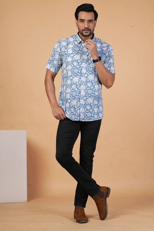 Indigo Garden Handblock Shirt