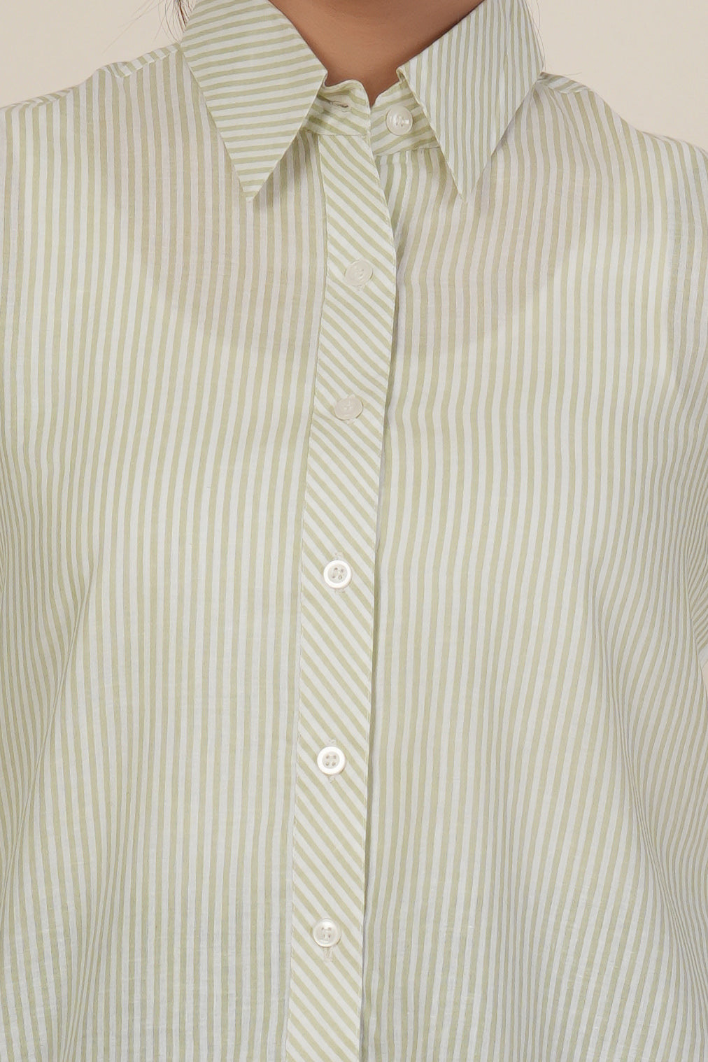 Sage Green Striped Women’s Casual Shirt