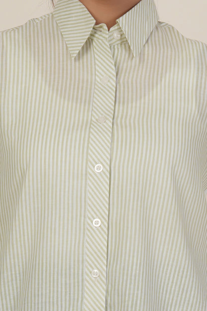 Sage Green Striped Women’s Casual Shirt