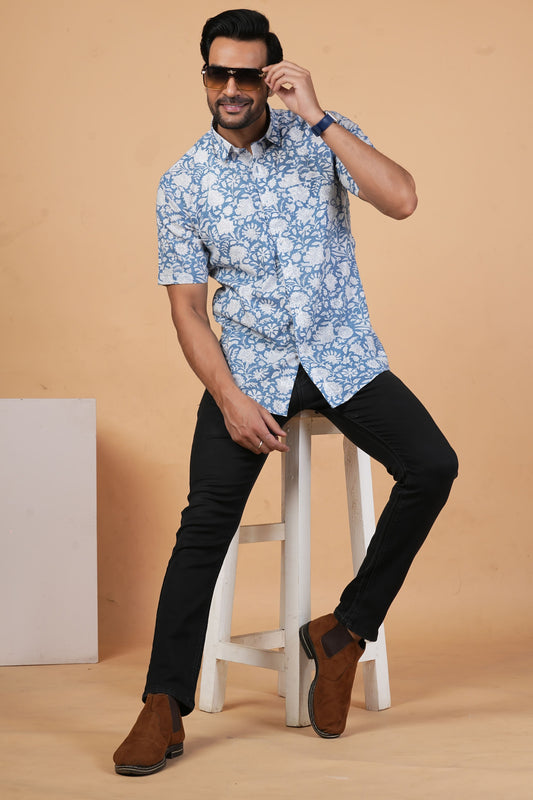 Indigo Garden Handblock Shirt