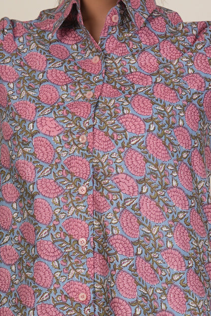 Vintage Rose Floral Printed Women’s Casual Shirt