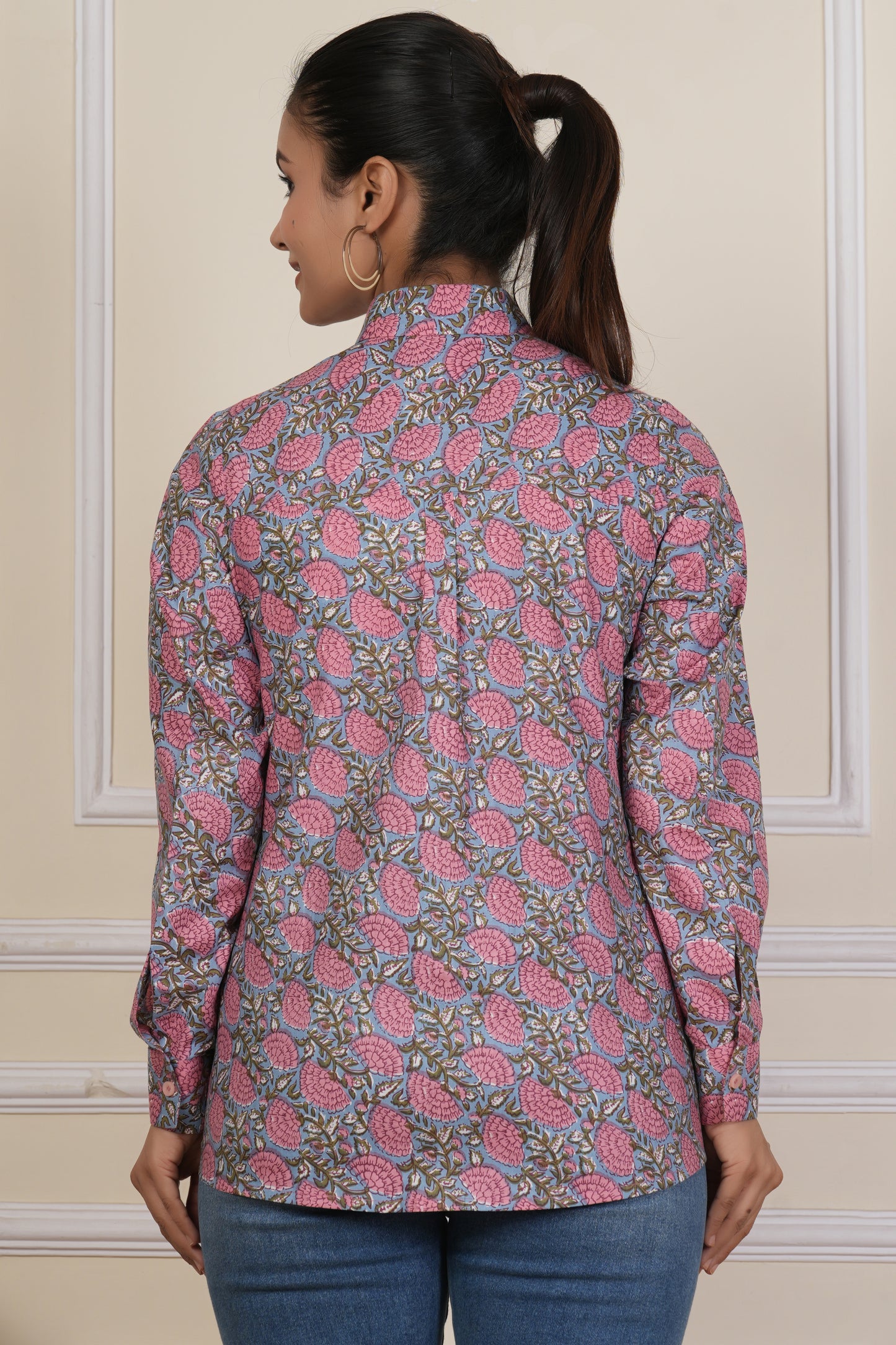 Vintage Rose Floral Printed Women’s Casual Shirt