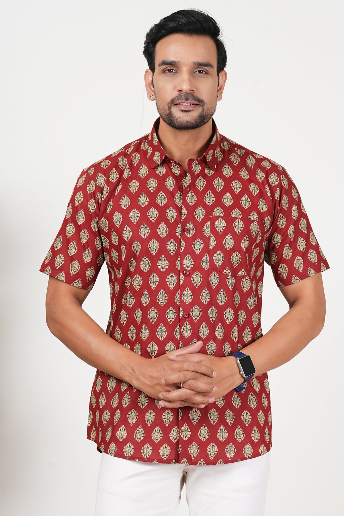 Red Isn’t a Colour, It’s a Statement Floral Print Cotton Half Sleeve Shirt for Men