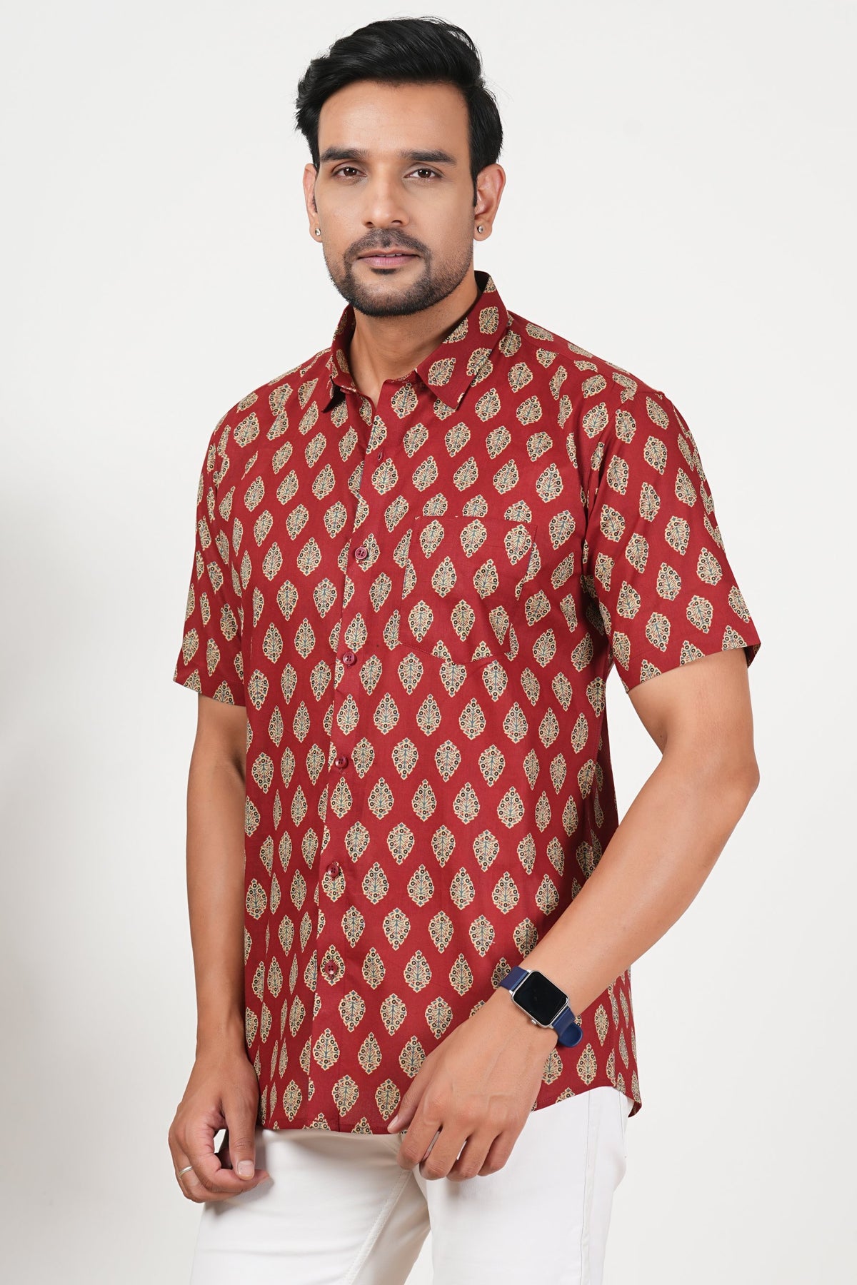 Red Isn’t a Colour, It’s a Statement Floral Print Cotton Half Sleeve Shirt for Men