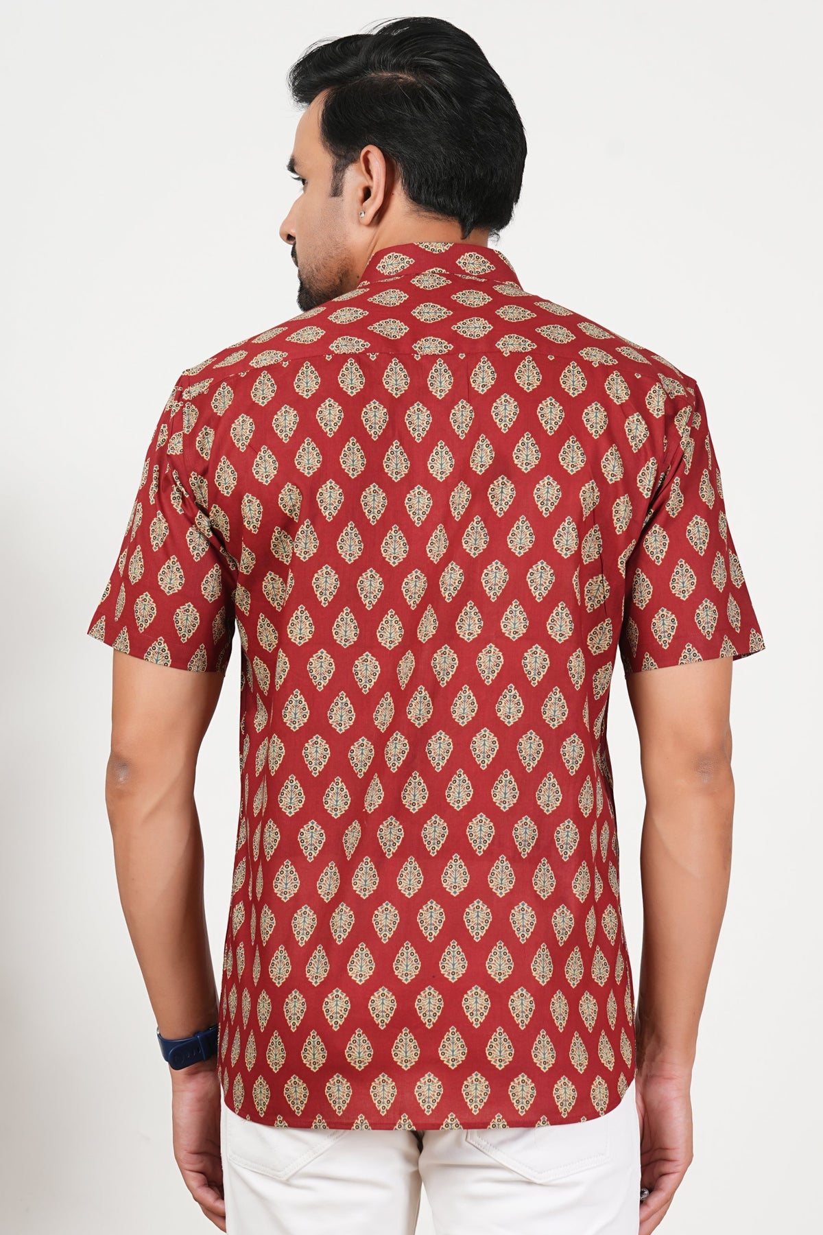 Red Isn’t a Colour, It’s a Statement Floral Print Cotton Half Sleeve Shirt for Men