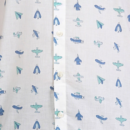 Vintage Airplane Print Cotton Shirt