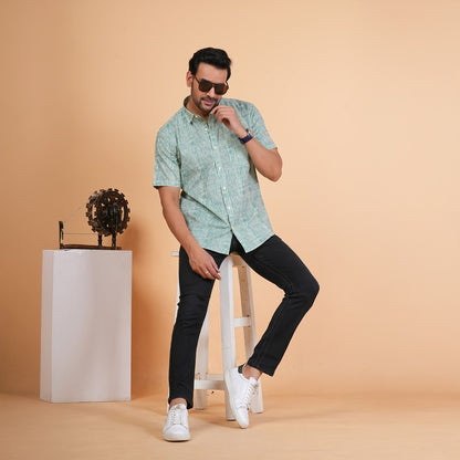 Emerald Stripe Cotton Shirt