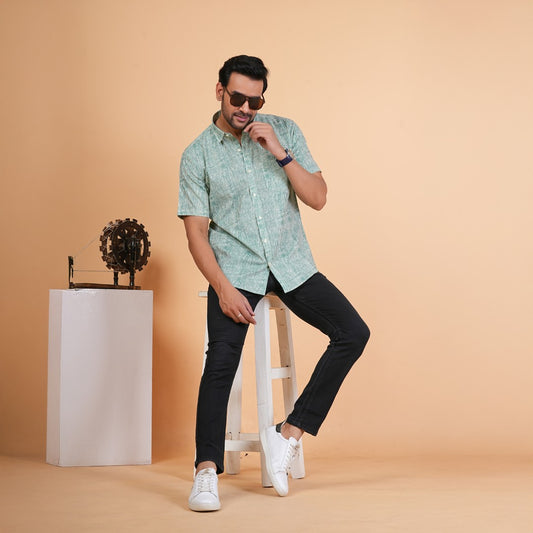 Emerald Stripe Cotton Shirt